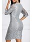 cheap Elegant Dresses-Women&#039;s Bodycon Short Mini Dress 3/4 Length Sleeve Solid Colored Lace Fall Spring Plus Size Hot Elegant Red Gray S M L XL XXL 3XL 4XL 5XL