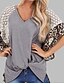 cheap T-Shirts-Women&#039;s T shirt Leopard Print Color Block Leopard Round Neck Casual Daily Short Sleeve Tops Green Black Gray / Batwing Sleeve
