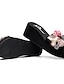 cheap Women&#039;s Slippers &amp; Flip-Flops-Women&#039;s Slippers &amp; Flip-Flops Wedge Heel Open Toe Casual Chinoiserie Daily Beach Walking Shoes Polyester Imitation Pearl Satin Flower Stitching Lace Solid Colored Summer Pink Light Grey Dark Blue