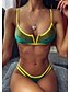 cheap Bikini-Women&#039;s Swimwear Bikini Swimsuit Color Block Green Swimwear Bathing Suits