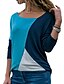 economico T-shirts-Per donna maglietta Color Block Rotonda Giornaliero Manica lunga Top Nero Grigio Blu Reale