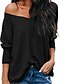 abordables Sweaters &amp; Cardigans-T-shirt Femme du quotidien Plein Couleur Pleine Manches Longues Col en V Blanche Noir Kaki Hauts Ample