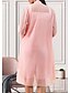 cheap Elegant Dresses-Women&#039;s A-Line Dress Knee Length Dress - 3/4 Length Sleeve Solid Colored V Neck Elegant Chiffon Blushing Pink M L XL XXL XXXL