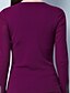 cheap T-Shirts-Women&#039;s T shirt Solid Colored V Neck Daily Long Sleeve Tops Black Purple
