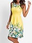 cheap Mini Dresses-Women&#039;s A Line Dress Knee Length Dress Blue Yellow Fuchsia Sleeveless Floral Print Spring &amp; Summer Round Neck Hot Elegant 2021 S M L XL XXL