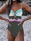cheap One-Pieces-Women&#039;s Swimwear One Piece Normal Swimsuit Tummy Control Slim Knotted Color Block Black Bathing Suits Cross Block