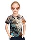 abordables T-shirts et chemisiers pour filles-T-shirt Tee-shirts Fille Enfants Manches Courtes Tartan 3D Animal Gris Enfants Hauts Eté Actif Punk et gothique Le Jour des enfants