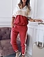 baratos Jumpsuits &amp; Rompers-Mulheres Moletom Conjuntos de calças Bloco de cor Preto Rosa Vermelho Manga Longa Normal Outono &amp; inverno