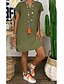 cheap Casual Dresses-Women&#039;s A Line Dress Short Mini Dress Short Sleeves Solid Color Spring Summer White Yellow Army Green Gray S M L XL XXL 3XL 4XL 5XL