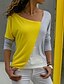 abordables T-shirts-T-shirt Femme Bloc de couleur Taille EU / US Col Rond Manches Longues du quotidien Standard Polyester