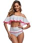 cheap Tankini-Women&#039;s Swimwear Tankini Normal Swimsuit Striped White Bathing Suits