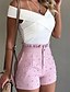 baratos Shorts-Mulheres Básico Calção Calças Cor Sólida Cintura Média Solto Rosa Preto Branco S M L XL XXL