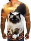 cheap Men&#039;s Tees &amp; Tank Tops-Men&#039;s T shirt Tee Shirt Color Block 3D Animal Round Neck Plus Size Going out Weekend Short Sleeve Tops Basic Brown