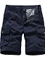 baratos Pants-Homens Bermuda Cargo Shorts de Trilha Bolso multi Perna reta Comprimento do joelho Roupa Diária Algodão Clássico Preto Azul