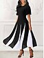 cheap Elegant Dresses-Women&#039;s Swing Dress Maxi long Dress Black Short Sleeve Black &amp; White Color Block Spring &amp; Summer Round Neck Hot 2021 M L XL