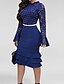 preiswerte Elegantes Damenkleid-Damen Flapper Kleid Knielanges Kleid - Langarm Gatsby Solide heiß 20er Weiß Schwarz Blau Rosa S M L XL XXL