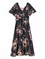 cheap Plus Size Dresses-Women&#039;s A Line Dress Maxi long Dress Black Long Sleeve Floral Print Spring &amp; Summer V Neck Streetwear Boho Flare Cuff Sleeve XL XXL 3XL 4XL 5XL / Plus Size