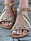 baratos Sandals-Mulheres Sandálias Boho Sandálias rasas Sem Salto Dedo Aberto Diário Couro Ecológico Dourado
