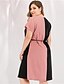 cheap Plus Size Dresses-Women&#039;s A Line Dress Short Mini Dress Blushing Pink Long Sleeve Blue &amp; White Black &amp; Red Solid Color Color Block Patchwork Spring &amp; Summer V Neck Basic Casual L XL XXL 3XL