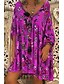 abordables Mini Robes-Femme Robe Droite Robe courte courte Noir Bleu Violet Rouge Vert Manches 3/4 Papillon Imprimé Col en V chaud S M L XL XXL 3XL 4XL 5XL