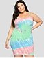 cheap Plus Size Dresses-Women&#039;s Strap Dress Midi Dress Light Green Sleeveless Print L XL XXL 3XL 4XL / Plus Size