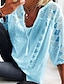 cheap Tops &amp; Blouses-Women&#039;s Plus Size Blouse Shirt Solid Colored Sexy Lace up Cut Out Round Neck V Neck Tops Basic Top White Blue Green
