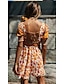 cheap Boho Dresses-Women&#039;s A Line Dress Short Mini Dress Yellow Half Sleeve Daisy Floral Print Color Block Print Spring &amp; Summer Square Neck Sexy Boho Lantern Sleeve S M L XL