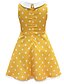 cheap Girls&#039; Dresses-Kids Little Dress Girls&#039; Polka Dot Lace Yellow Knee-length Sleeveless Basic Cute Dresses Children&#039;s Day Regular Fit