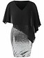 cheap Plus Size Dresses-Women&#039;s Denim Dress Knee Length Dress Black Sleeveless Solid Color Sequins Spring &amp; Summer V Neck Glittering XL XXL 3XL 4XL 5XL / Plus Size