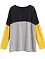cheap Plus Size Tops-Women&#039;s T shirt Color Block Plus Size Patchwork Long Sleeve Daily Tops Basic Streetwear Yellow