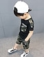 preiswerte Kleidersets für Jungen-Kinder Baby Jungen Kleidungsset Freizeitskleidung Schwarz &amp; Weiß Einfarbig Patchwork Kurzarm Aktiv Standard Standard Weiß Schwarz Khaki