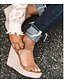 cheap Sandals-Women&#039;s Sandals Wedge Sandals Daily Wedge Sandals Summer Wedge Heel Open Toe Microfiber PU Buckle Camel Black Silver