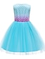 preiswerte Kleider für Mädchen-kinderkleidung Baby Mädchen Geometrisch Kleid Ärmellos Aktiv Süß Knielang Polyester Blau