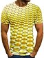 cheap Tank Tops-Mens Graphic Shirt Tee Optical Illusion Round Neck Blue Yellow Gold Red Brown 3D Print Plus Size Weekend Short Sleeve Clothing