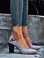 baratos Sandals-Mulheres Sandálias Salto Robusto Dedo Fechado Diário Couro Ecológico Roxo Cáqui Cinzento