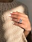 billige Damesmykker-1 stk Bandring Ring For Kvadratisk Zirconium Dame Fest &amp; Aften Gave Stævnemøde Blå geometrisk Plastik Forsølvede