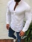 cheap Men&#039;s-Men&#039;s Shirt Solid Colored Collar Round Neck Plus Size Long Sleeve Tops Cotton Simple Comfortable White Black Gray / Hand wash / Wet and Dry Cleaning
