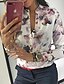cheap Tops &amp; Blouses-Women&#039;s Blouse Shirt Floral Flower Long Sleeve Shirt Collar Tops White