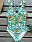 cheap One-Pieces-Women&#039;s One Piece Swimsuit Criss Cross Animal Green White Black Swimwear Bathing Suits