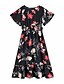 cheap Plus Size Dresses-Women&#039;s A Line Dress Maxi long Dress Black Long Sleeve Floral Print Spring &amp; Summer V Neck Casual Boho Batwing Sleeve L XL 3XL / Plus Size