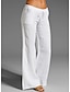 abordables Pantalones Mujer-Mujer Perneras anchas Tallas Grandes Sabana de algodon Negro Blanco Sólido Media cintura Hogar Casual Verano Primavera