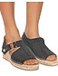 preiswerte Sandals-Damen Sandalen Sandalen mit Keilabsatz Täglich Sommer Keilabsatz Runde Zehe PU Knöchelriemen Schwarz Khaki Beige