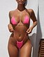 abordables Bikini-Femme Dos Nu Basique Bikinis Licou Triangle Slip Brésilien Maillots de Bain Maillot de bain Maillots de bain - Couleur Pleine Vin Blanche Noir Bleu Rouge S M L / Super sexy