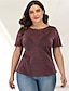 cheap Plus Size Tops-Blouse Women&#039;s Solid Colored Plus Size Ruffle Daily Short Sleeve Tops Sexy Blue Blushing Pink Green