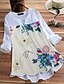 baratos Tops &amp; Blouses-Mulheres Camisa Social Floral Tamanhos Grandes Estampado Manga Longa Blusas Elegante Temática Asiática Branco Roxo Bege