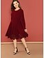 cheap Plus Size Dresses-Women&#039;s A Line Dress Knee Length Dress Purple Wine Navy Blue Long Sleeve Solid Color Cut Out Patchwork Spring &amp; Summer Round Neck Basic XL XXL 3XL 4XL 5XL / Plus Size