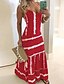 cheap Maxi Dresses-Women&#039;s Sundress Maxi long Dress Yellow Red Navy Blue Sleeveless Tie Dye Print Summer V Neck Hot Holiday Beach 2021 S M L XL XXL 3XL 4XL 5XL / Plus Size / Plus Size