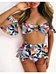 cheap Bikini-Women&#039;s Tankini Swimsuit Print Floral Color Block Rainbow Swimwear Bathing Suits