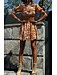 abordables Vestidos boho-Mujer Vestido de una línea Mini vestido corto Amarillo Media Manga Margarita Floral Estampado Bloques Estampado Primavera verano Escote Cuadrado Sensual Boho Manga de la linterna S M L XL