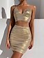 cheap Bodycon Dresses-Women&#039;s Bodycon Short Mini Dress Gold Sleeveless Solid Color S M L